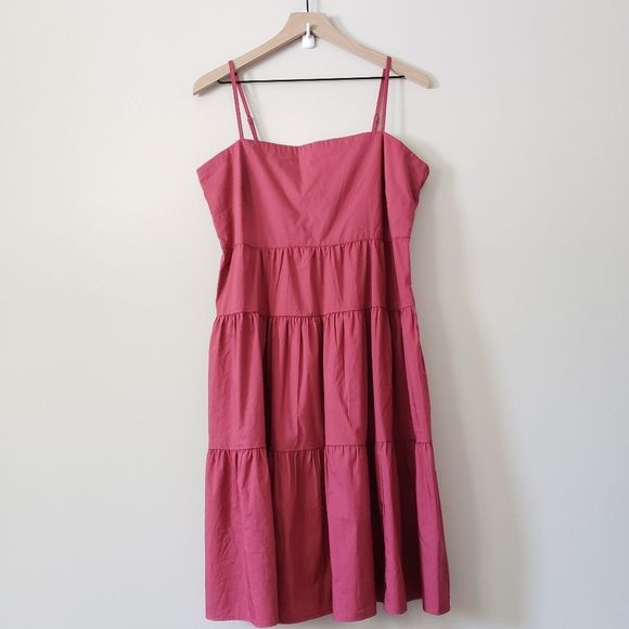 Gap Red Clay Tiered Cotton Midi Dress Size 12 Cami Casual - Picture 2 of 7